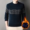 Chenille Velvet Jacquard Knit Sweater for Middle-Aged Men - Thick, Warm Round Neck Sweater