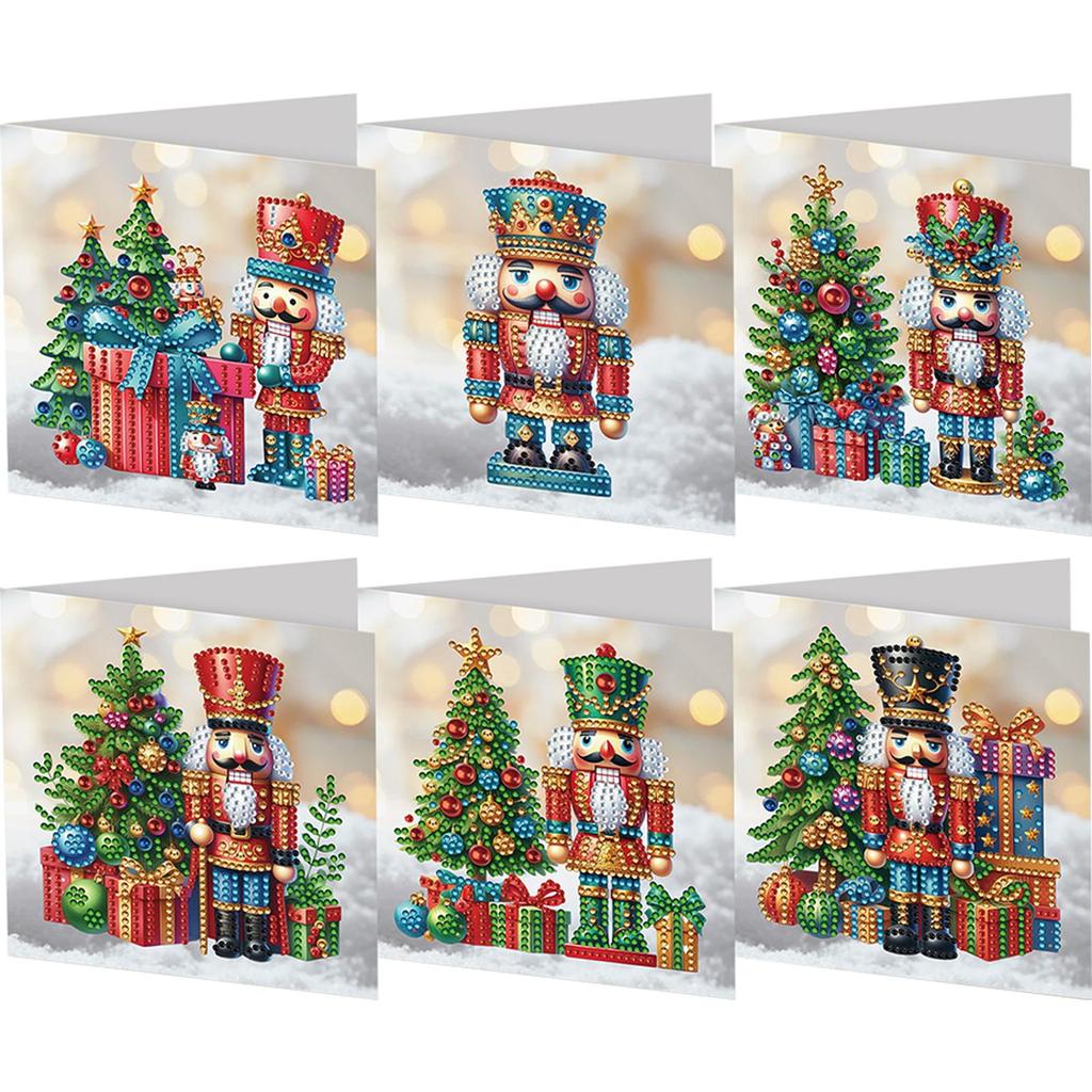 6Pcs Christmas Series DIY Diamond Painting Card Diamond Drawing Card Diamond Daily Wish Card for Family Friends Gift