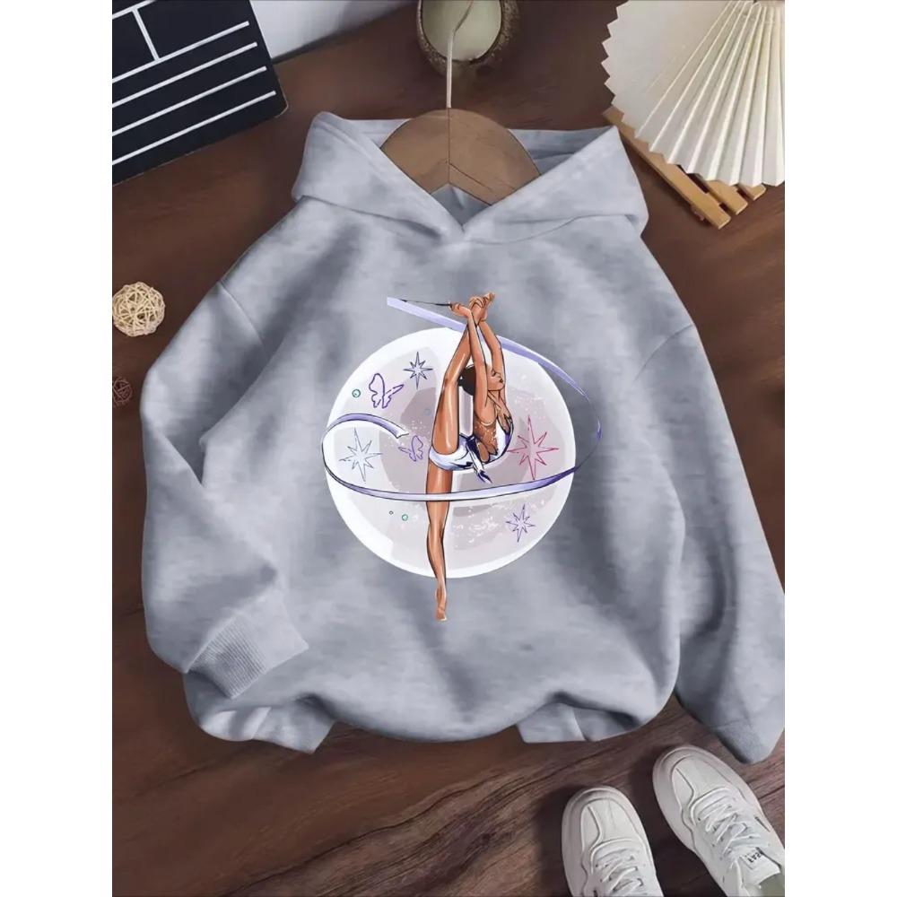 Children's Autumn Winter Warm Comfortable Soft Pocket Free Fashion Dancer Print Long Sleeved Hoodies Casual Sports Versatile Loose Hoodie