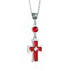 Gothic Punk Geometry Round Glass Crystal Blood-red Cross-shaped Pendant Necklace for Women Halloween Party Collar Chain Jewelry