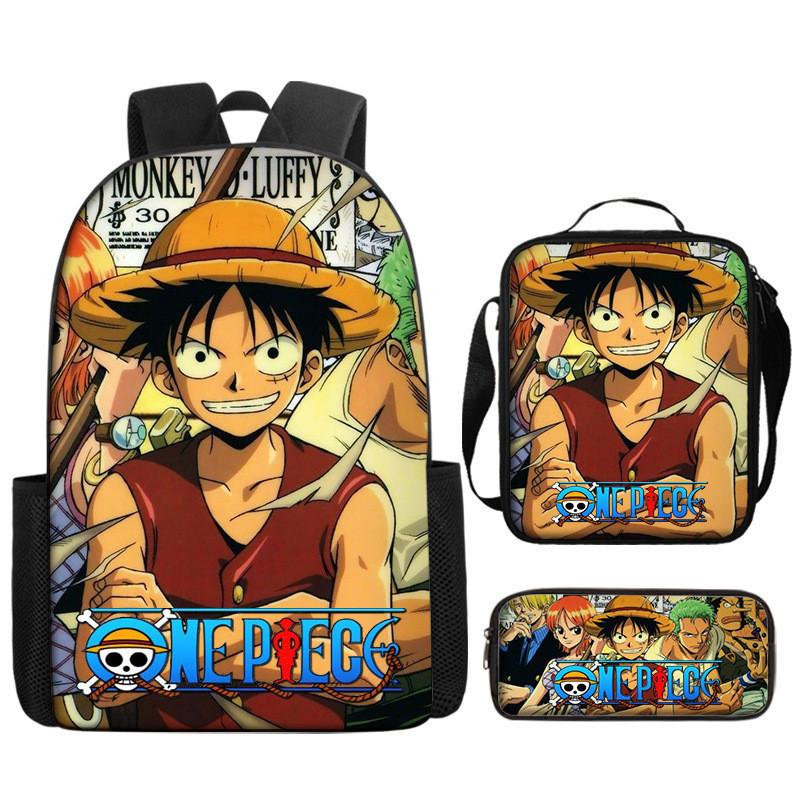 One Piece Piece Anime School Backpack With Air Cushion Straps And Durable Material For Children
