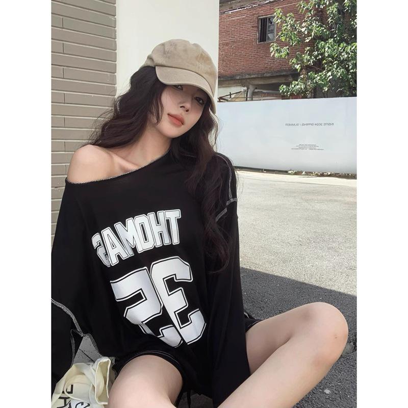 Jinliang Cienka Bawełna Lycra Koszulka z Długim Rękawem - Luźny Krój, Styl Casual