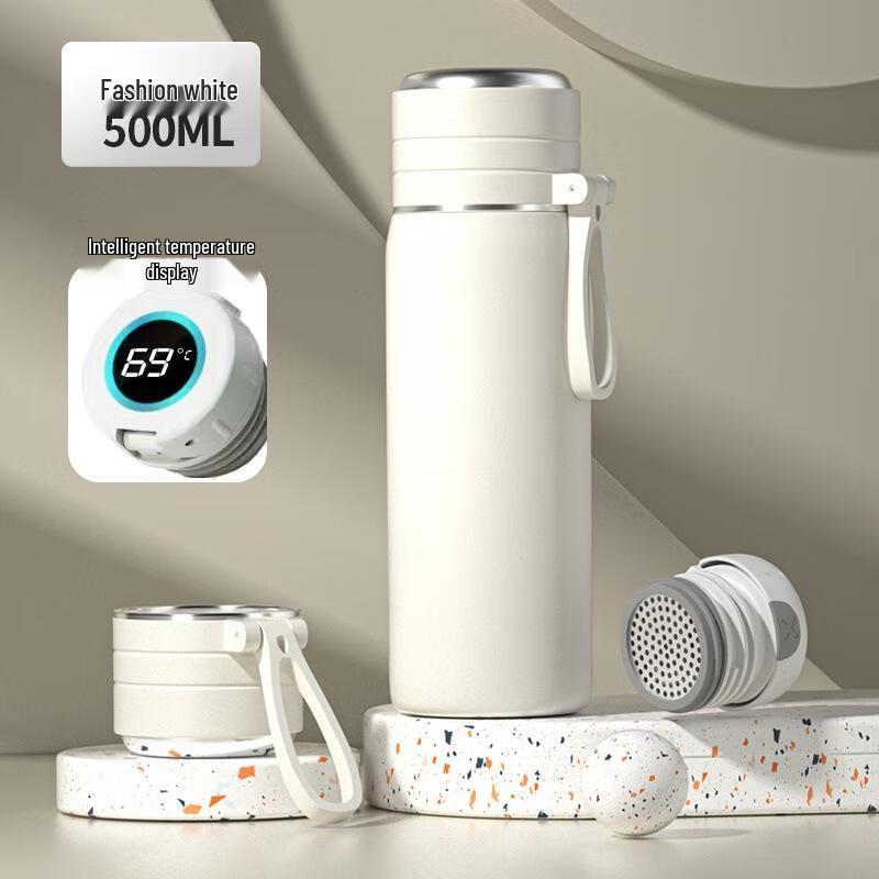 ZETAI 500ml Stainless Steel Insulated Tea Flask with Temp Display