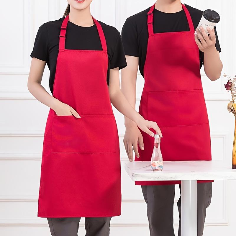 Unisex Customizable Polyester Chef Apron with Pockets - Durable Knit Fabric Cooking Apron for Men and Women, Ideal for Kitchen, Grill, Restaurant, Bar