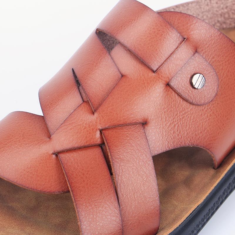 Fashion New Beach Flats Garden Walking Shoes Summer Sandals Men Outdoor Casual Sport Slippers Leather Non-slip Breathable Roman Shoes