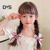3 Pairs Strawberry Bow Charm Hair Clips Red Plaid Hairpins Anti-slip Teeth Women Girls Christmas Hair Accessories