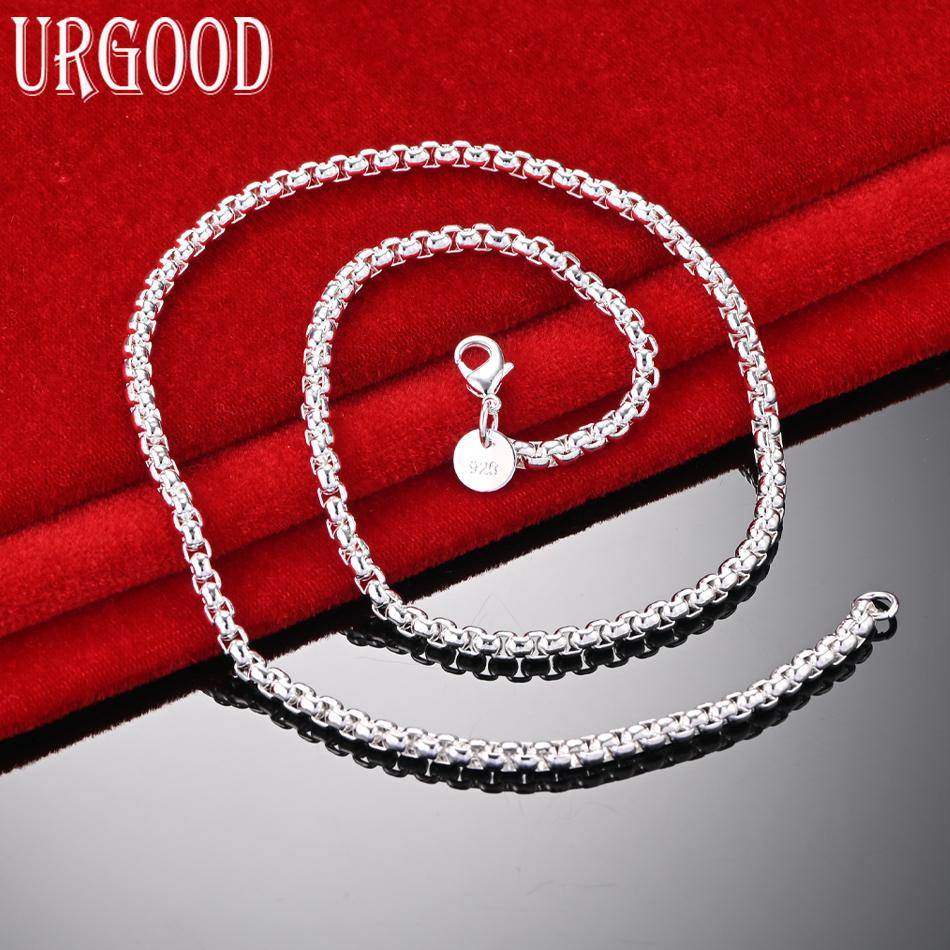 Srebro próby 925 Biżuteria ślubna Naszyjnik 4 mm 16-24 cale