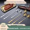 Gold Stainless Steel Long Handle Seasoning & Ice Scoop Spoon for Small Jars and Honey