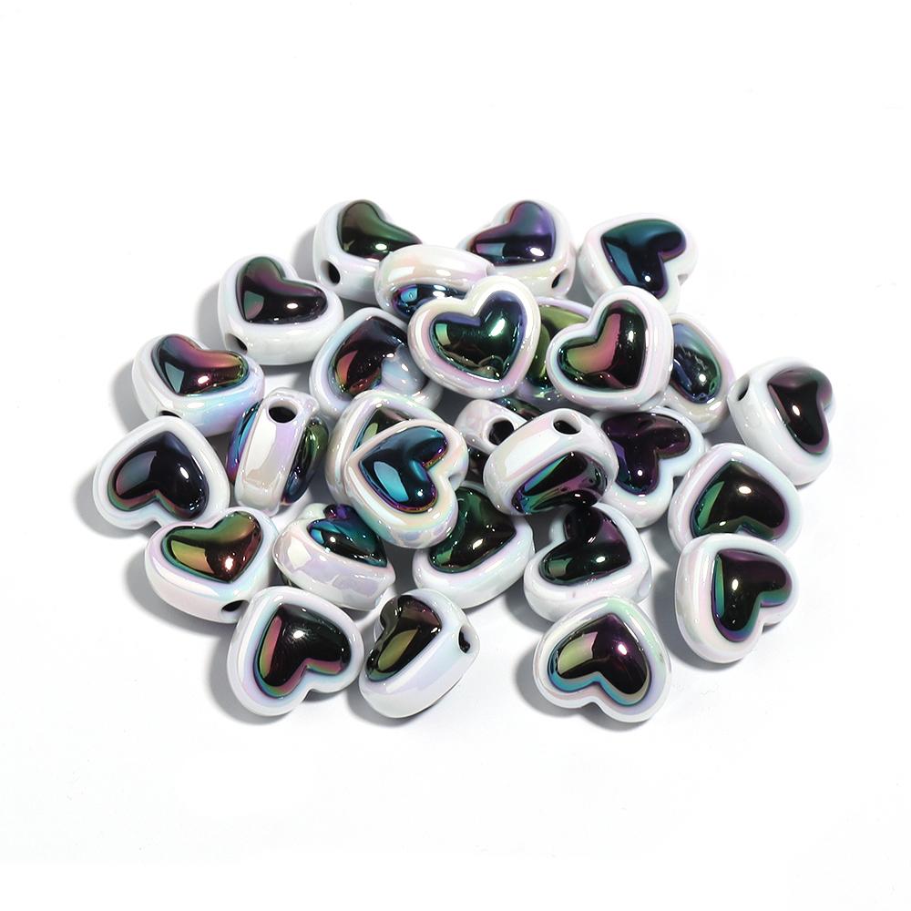 

10Pcs/Lot Acrylic Beads Black Series Cartoon Heart Butterfly Shape Large Hole Loose Beads Diy Bracelet Necklace Accessories