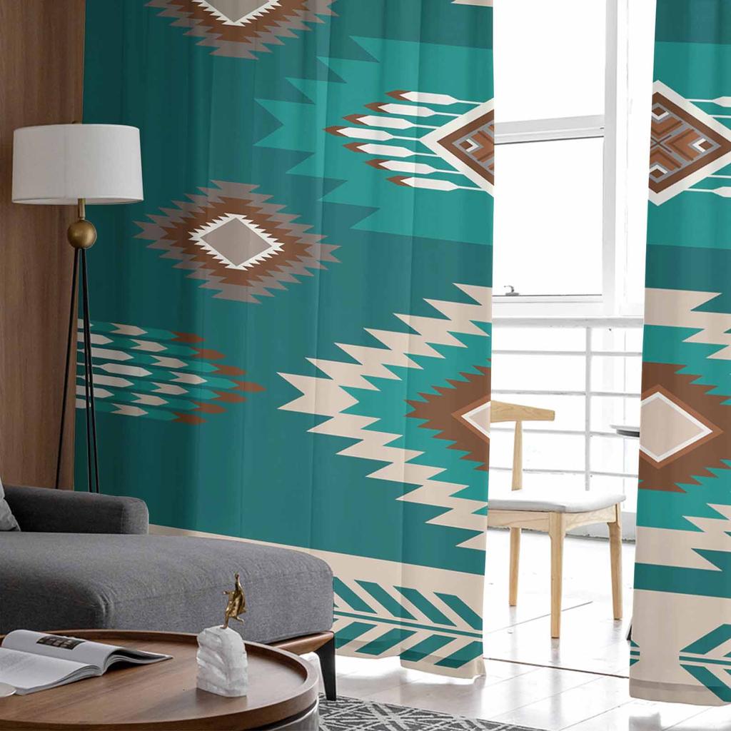 Blaugrüne Böhmische Stil Fenster Tüll Vorhänge für Wohnzimmer Schlafzimmer Hotel Luxus Dekoration Transparente Vorhänge