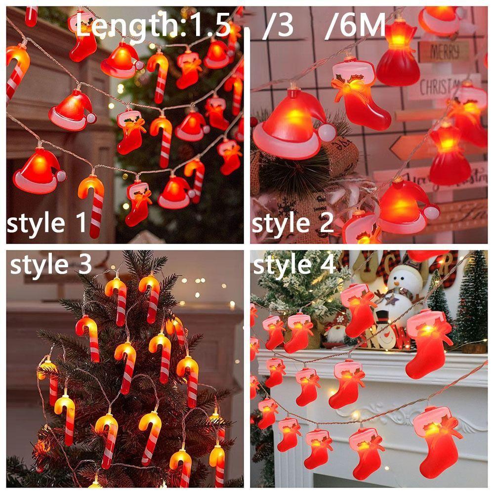 Santa Hat Candy Cane Light 1.5/3/6M Xmas Tree Ornament LED Walking Stick Light  Christmas Tree