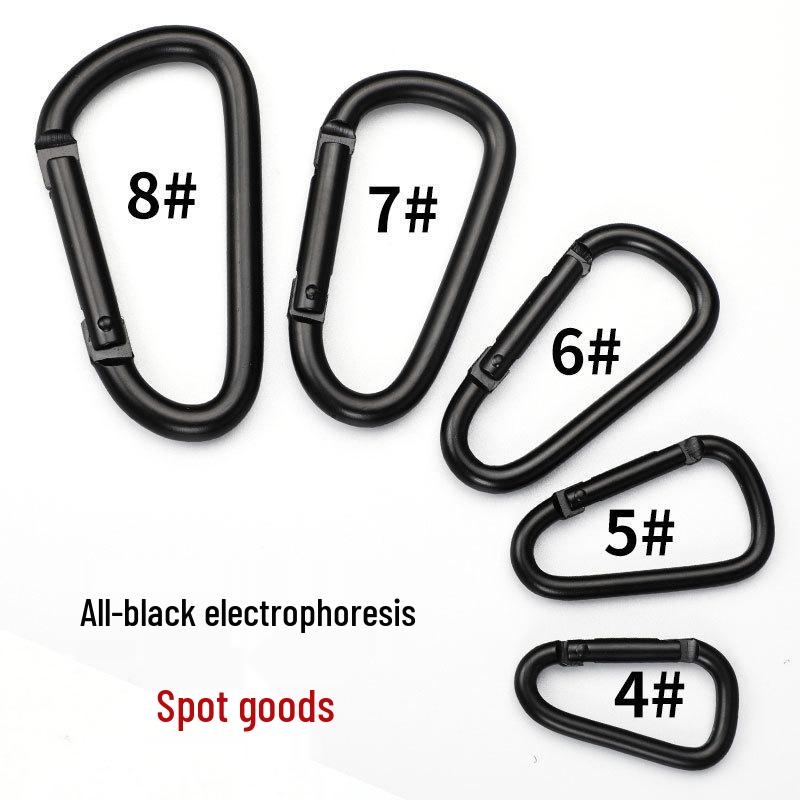 D-Shaped Black Aluminum Carabiner Bluetooth Earphone Case Hook Keychain Ornament