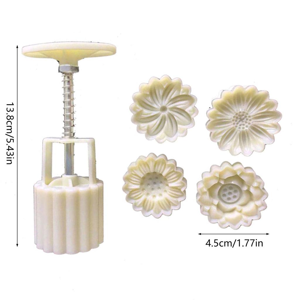 Blomstermønster Månekakeformer MidHøstfestival Mooncake Maker Cookiestempler Håndtrykk Månekakebakeverktøy