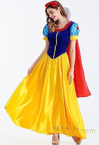 R-Dream Snow White Cosplay Costume, Plus Size, Adult Men's and Women's Dress, Halloween Costume, Snow White Princess Costume, Women's (XXL Size)