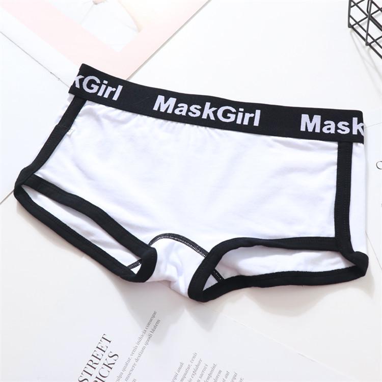 Neutral Women's Cotton Boxer Briefs with Wide Waistband - Letter Print Sports Underwear