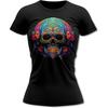 Bands and Bones Totenkopf Blume 3 Damen T-Shirt