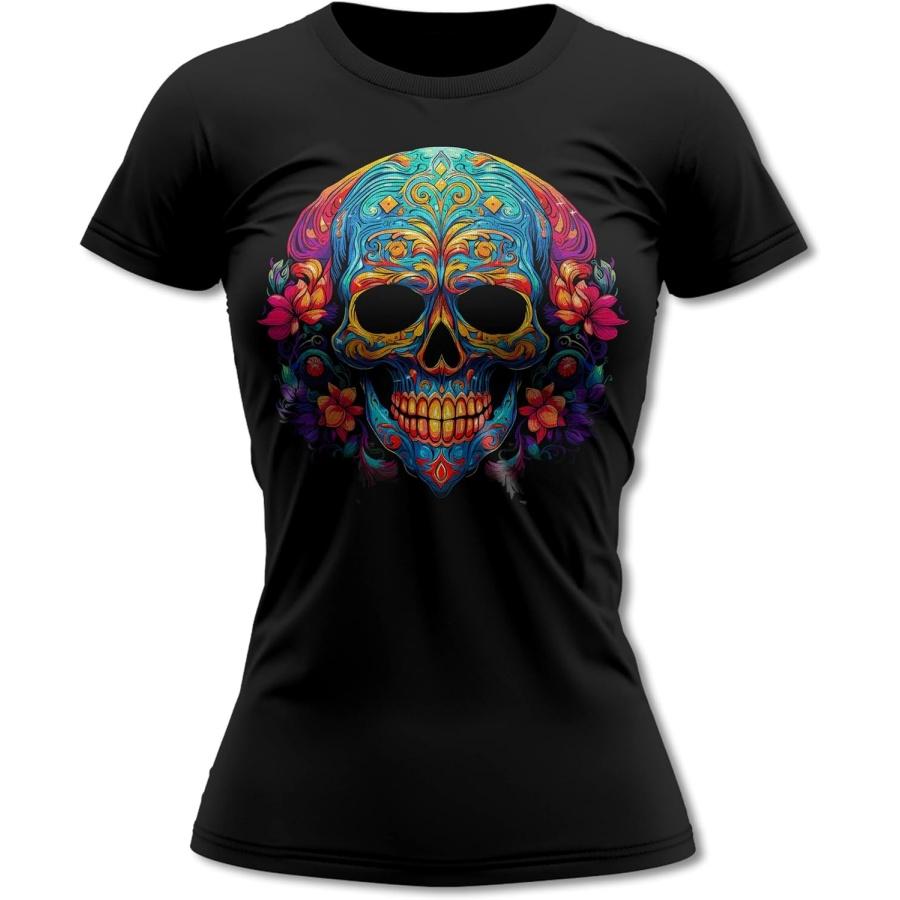 Bands and Bones Skull Flower 3 Women_s T-Shirt S
