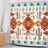 Orange Brown Western Aztec Cactus Shower Curtain Southwestern Boho Tribal Geometric Ethnic Bathroom Native American Waterproof