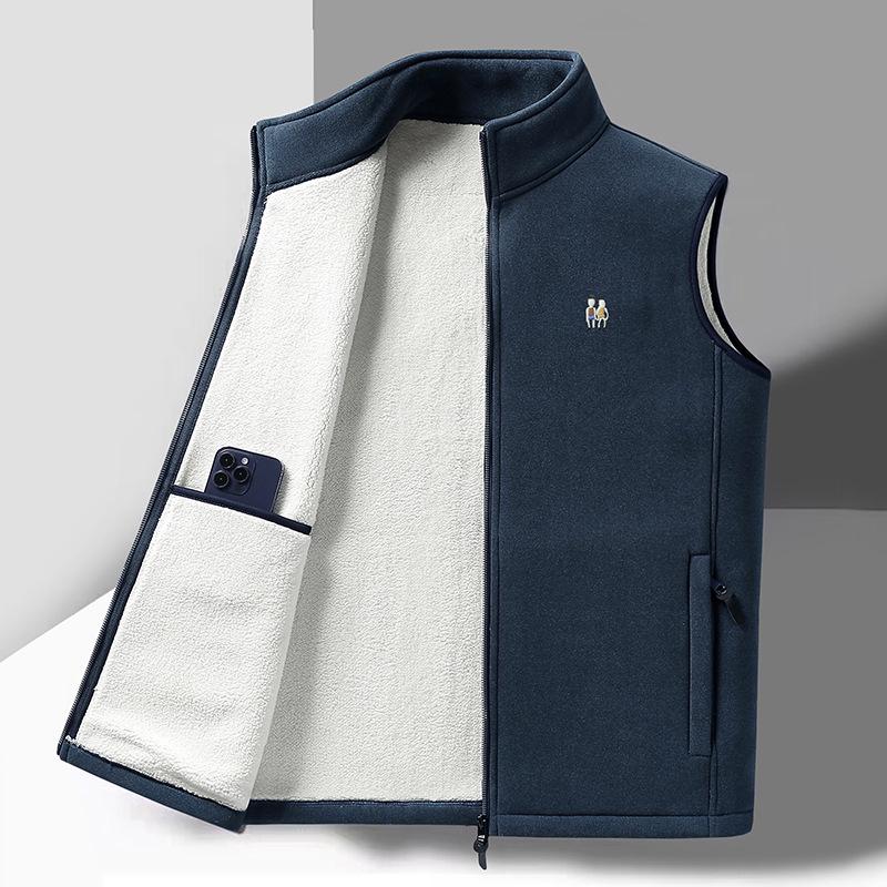 Men's Lambswool Fleece Vest: Warm, Versatile, Sleeveless Outerwear for Autumn and Winter
