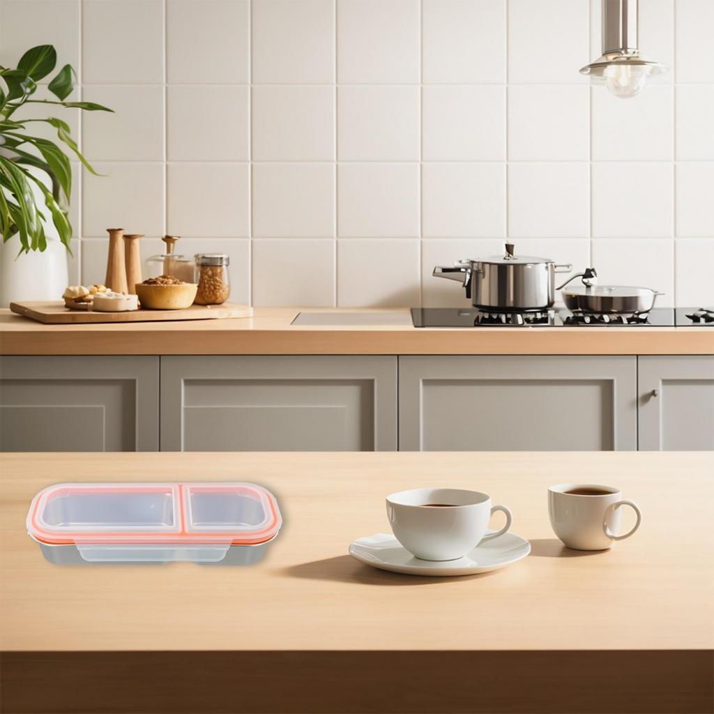 3-Fächer Edelstahl Snackbehälter für Lebensmittel mit auslaufsicherem Deckel