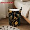 1pc, 2D Flat Design Laundry Basket with Peacock and Golden Flower Patterns, Foldable Storage Container, Perfect for Organizing Clothes and Toiletries,
