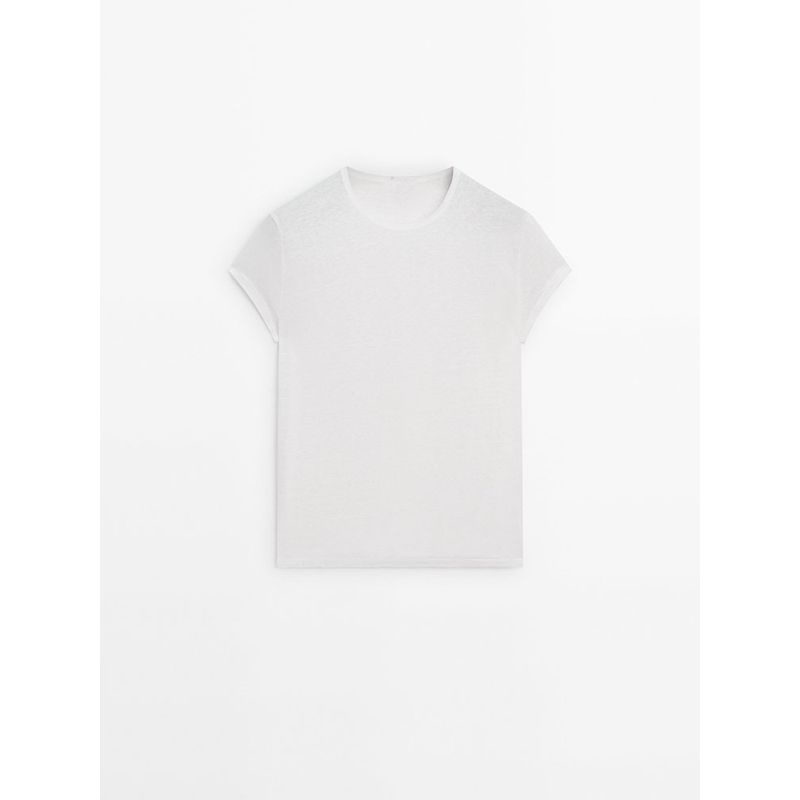 Za2025 Summer New Product Women's Clothes Basic Style Silm Slim Looking Shoulder round Neck Short Sleeve T-shirt 06220937 730