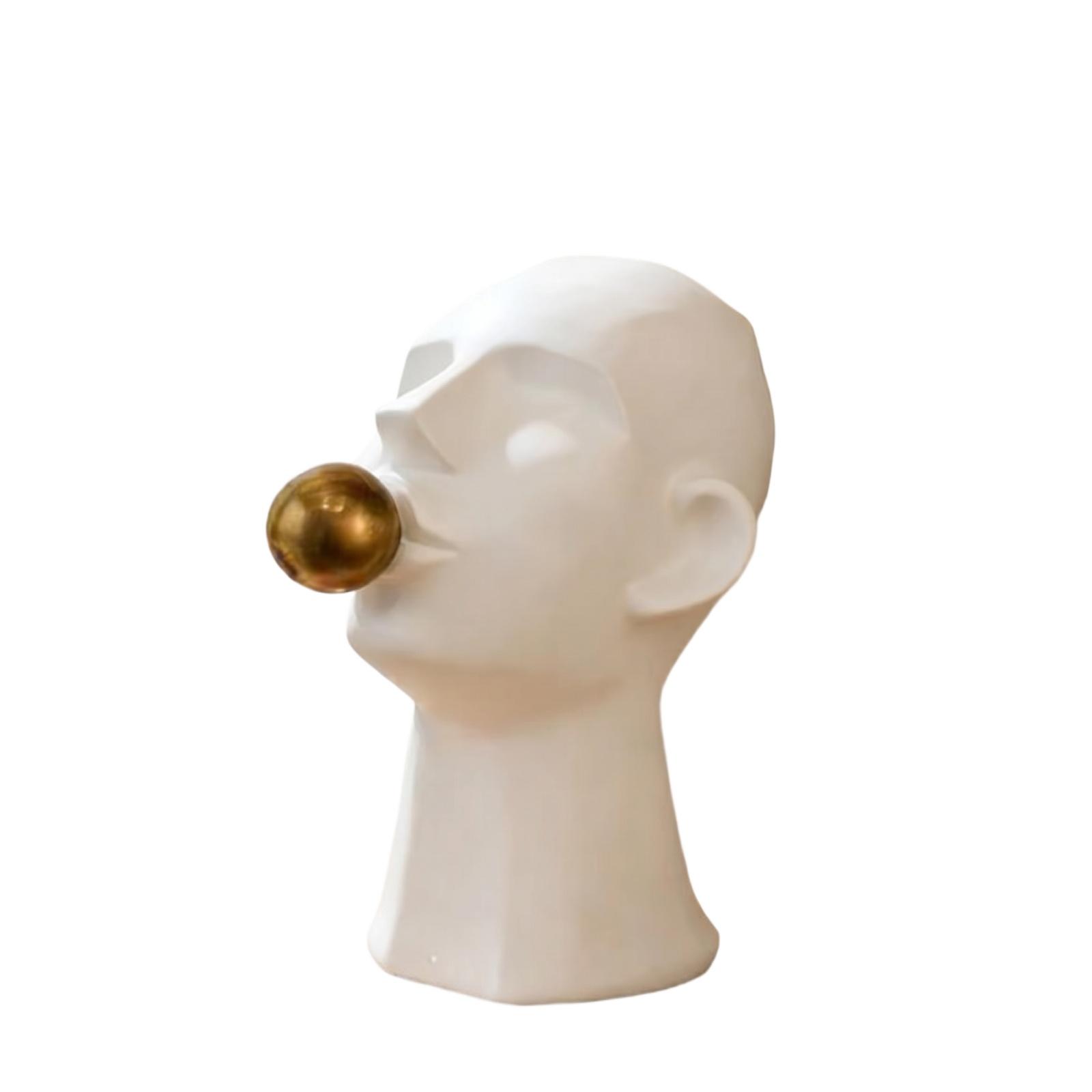 

Creative Bubble Blowing Human Head Sculpture Tabletop Ornament Modern Abstract Art Decoration for Home Office Display one size білий