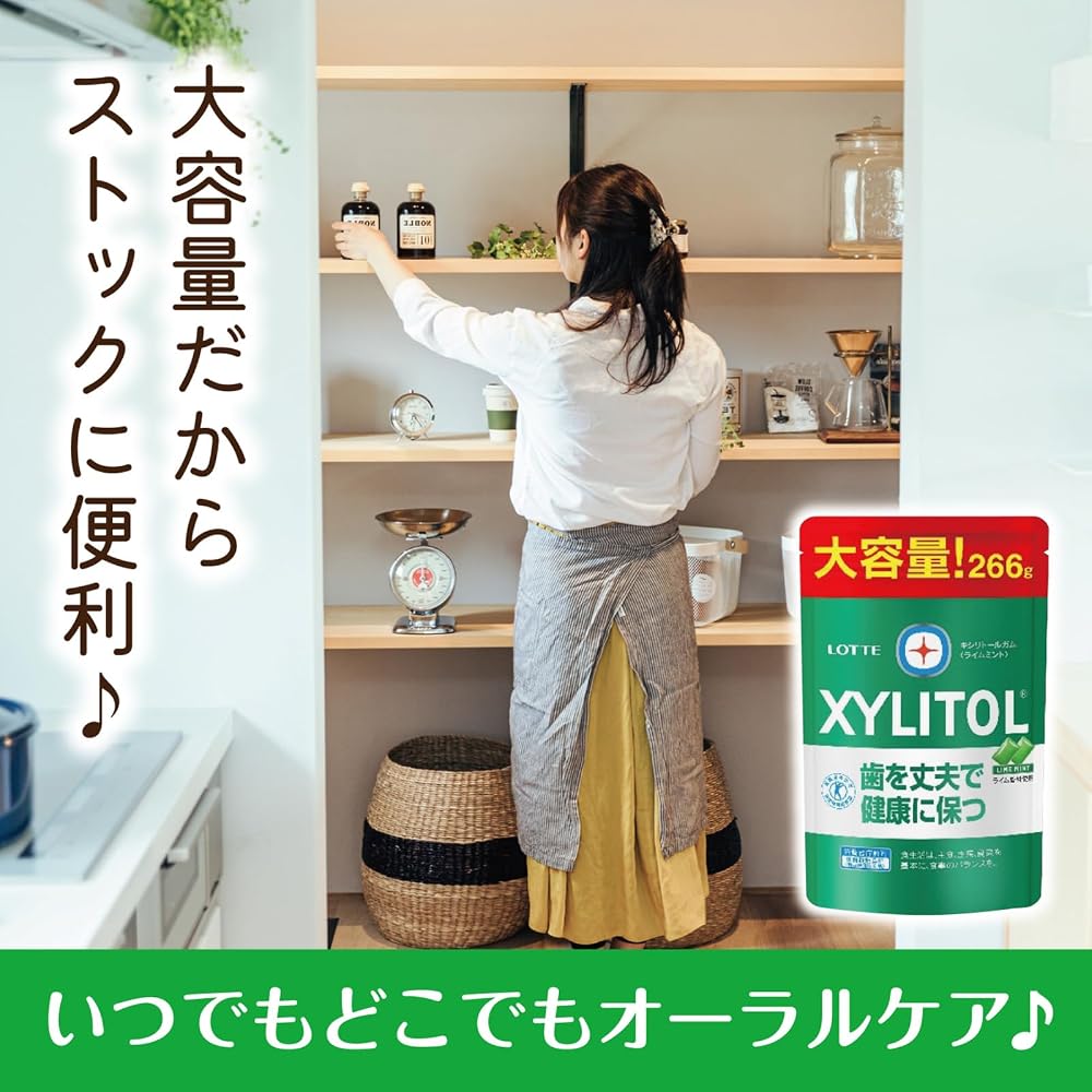 Japanese Product LOTTE Xylitol Gum Lime Mint Large Pouch 266g