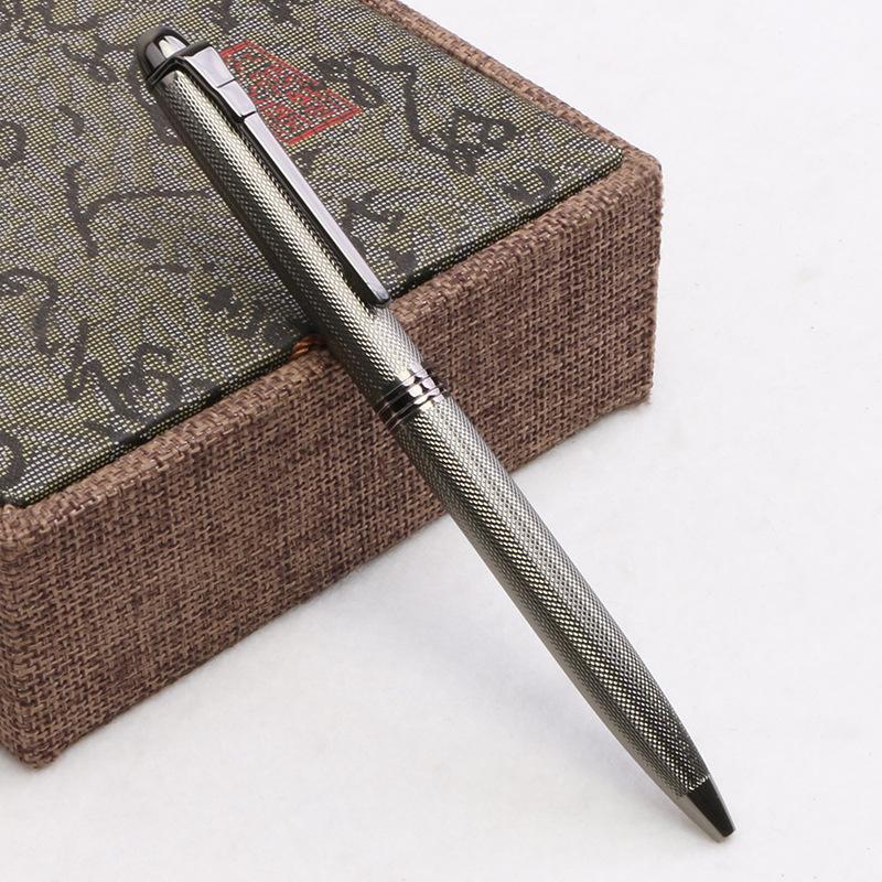 All-Black Engraved Office Metal Ballpoint Pen High-Quality Advertising Gift Pen Rotating Striped Kors Ballpoint Pen