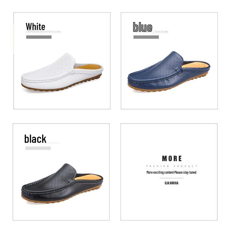 Men's Genuine Leather Closed-Toe Sandals - Breathable Summer Thong Shoes