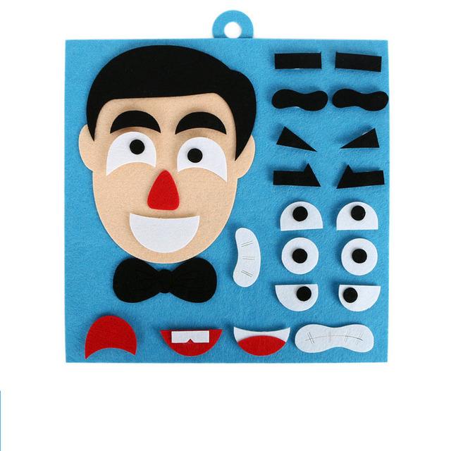 Sticker Facial Emotions Expression Changing Game Felt Human Face Puzzle Facematch Puzle for Kids Education Learning DIY Children 2 3 4 Years