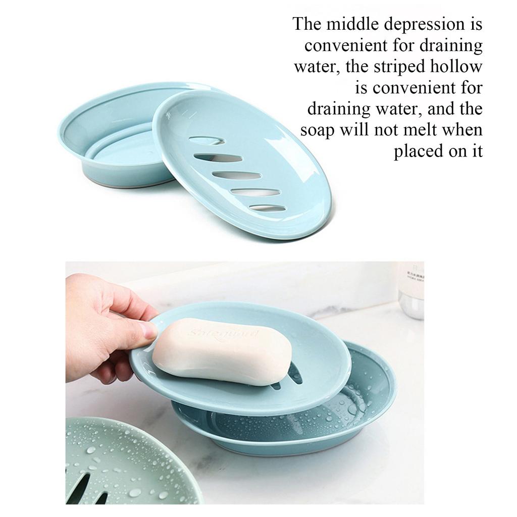 Oval Soap Dish with Drainage Slots Durable Plastic Construction Easy to Clean Compact Design Suitable for Bathroom and Kitchen Use