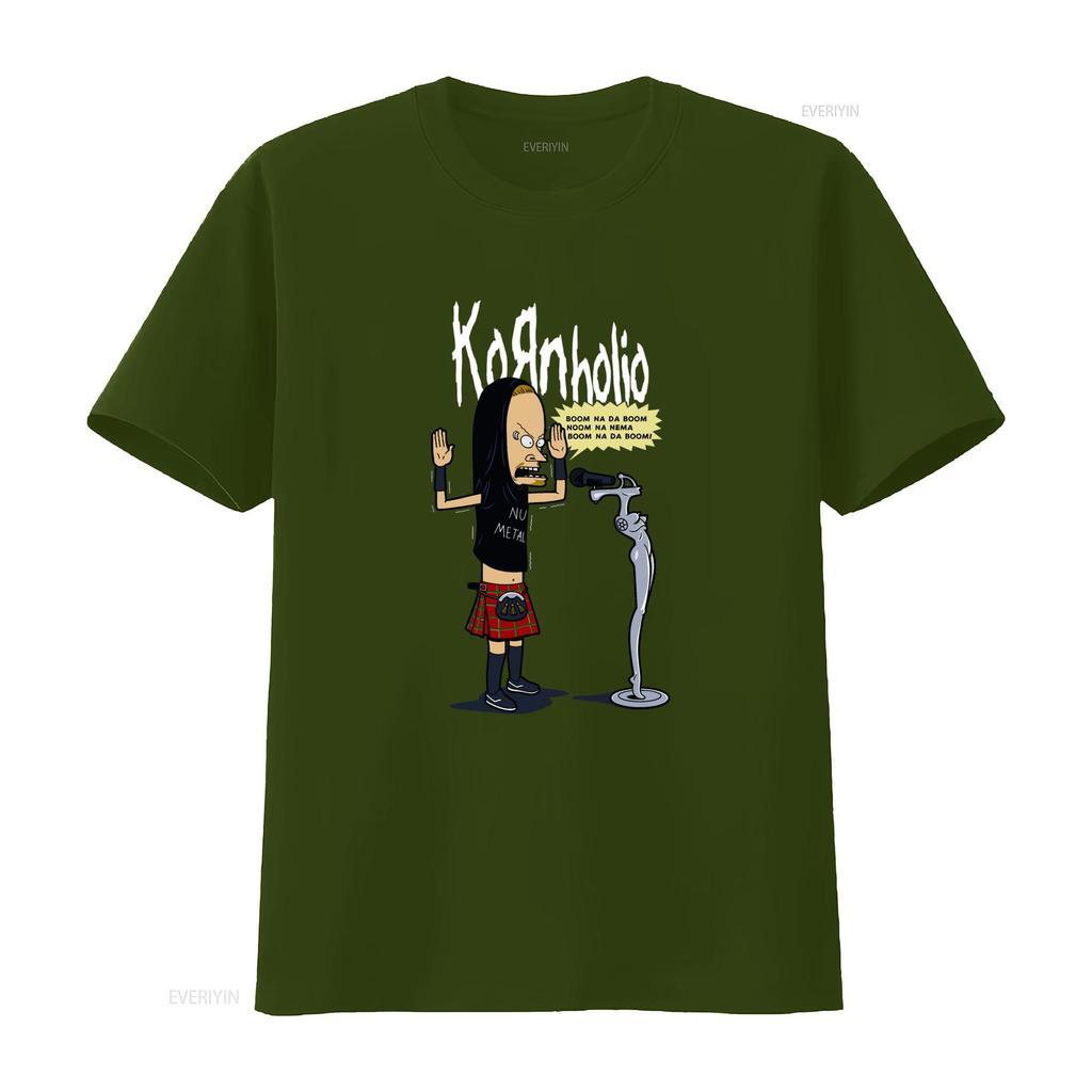 Funny 90s Korn Metal Band Cartoon Parody T Shirt for S 5XL Vintage Washed Slightly Casual Homme Comfortable Stylish Soft