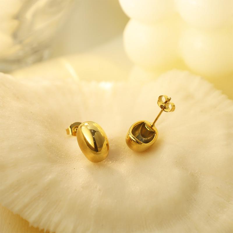 Titanium Steel Does Not Fade 316 Material Water Drop Oval Personalized Texture Earrings Stainless Steel Stud Earrings
