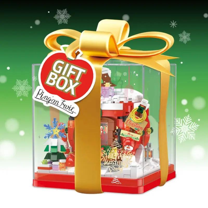 714PCS Christmas Eve Apple House Building Blocks Diy Creative Gift Box Model Assembly Bricks Creative Desktop Deco Kid Toys Gift