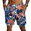 Mens Board Shorts with Drawstring Waist and Tropical Tree Print Quick Dry Swim Trunks for Beach Surf Sports