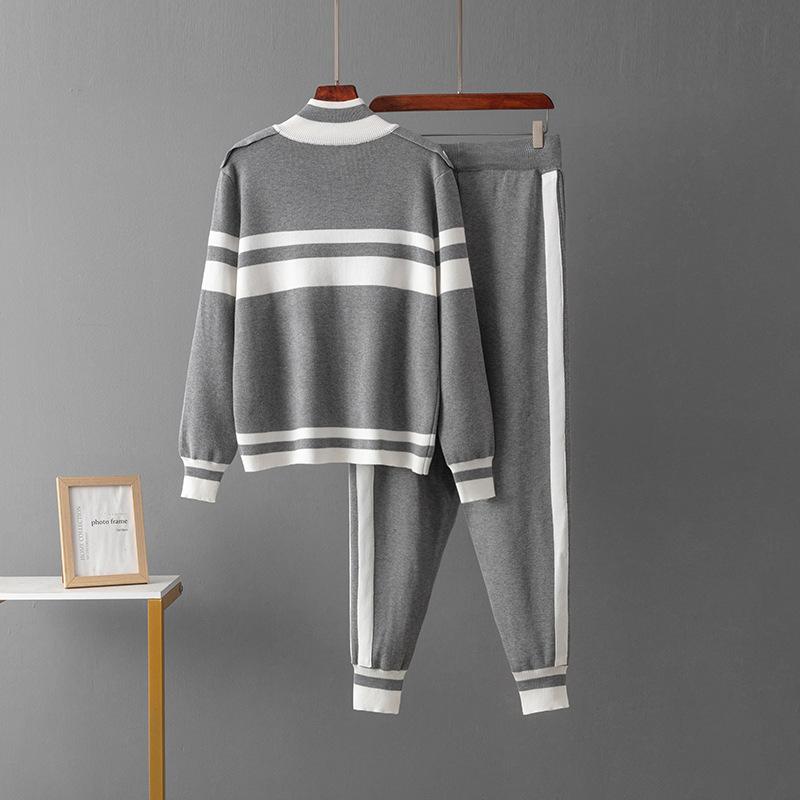 Women's New Knitted Jacket Straight Elastic Pants Foreign Fashion Two-piece Suit