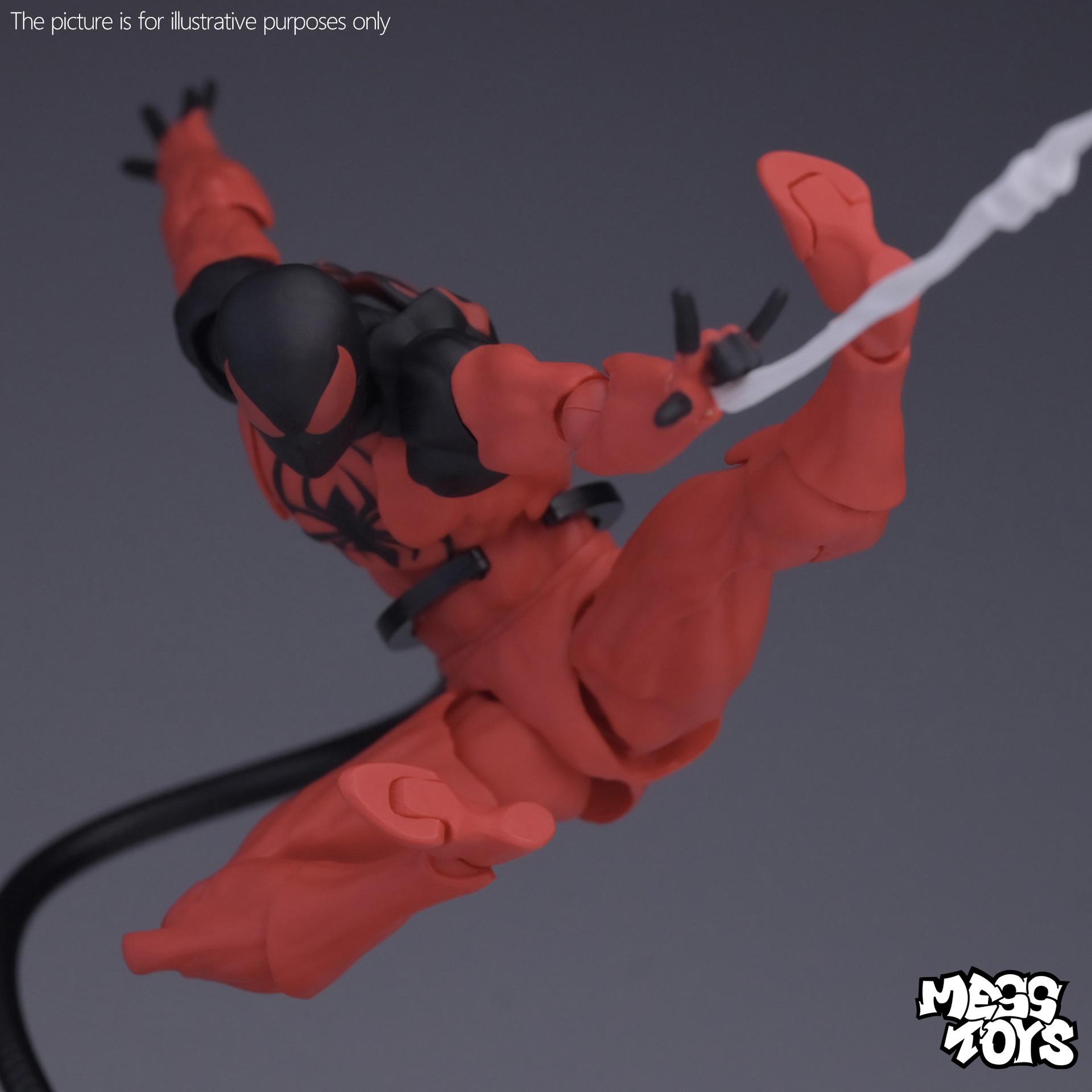 

Original Mess Toys Spider Figure Black Suit Neighbor Symbiote Scarlet Spider Kaine Parker Black Red Spider Action Figure Toys with box