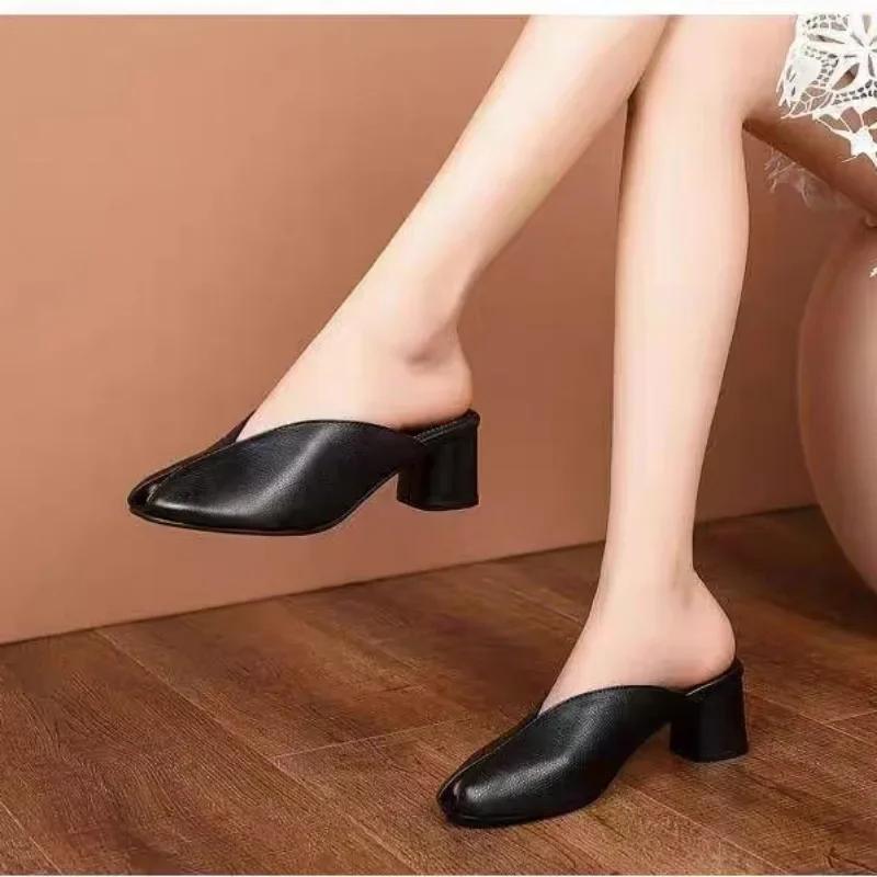 Fashion Ladies Shoes 2025 New High Quality Women's Slippers Fashion Best Seller Dress Slippers Women Summer Solid Heels Women