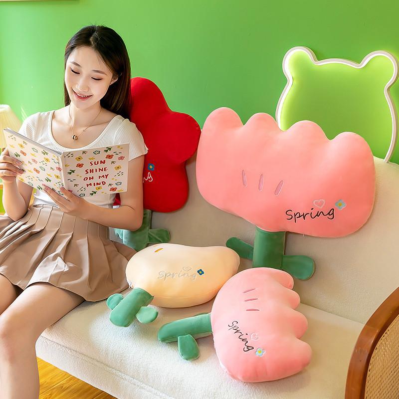 Adorable Plush Flower Pillow Comfortable Office Cushion Cartoon Floral Design