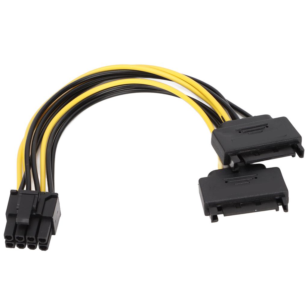 2-teiliges Stromkabel, Dual 15-poliger SATA-zu-PCIE 8-poliger GPU-Netzadapter für Computerzubehör