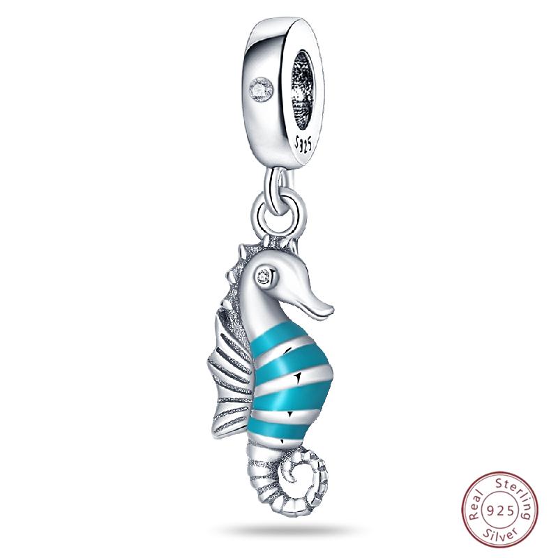 Copper Beaded Pendant Blue Zircon Ocean Penguin Crab Original 3Mm Bracelet Women Fine Jewelry