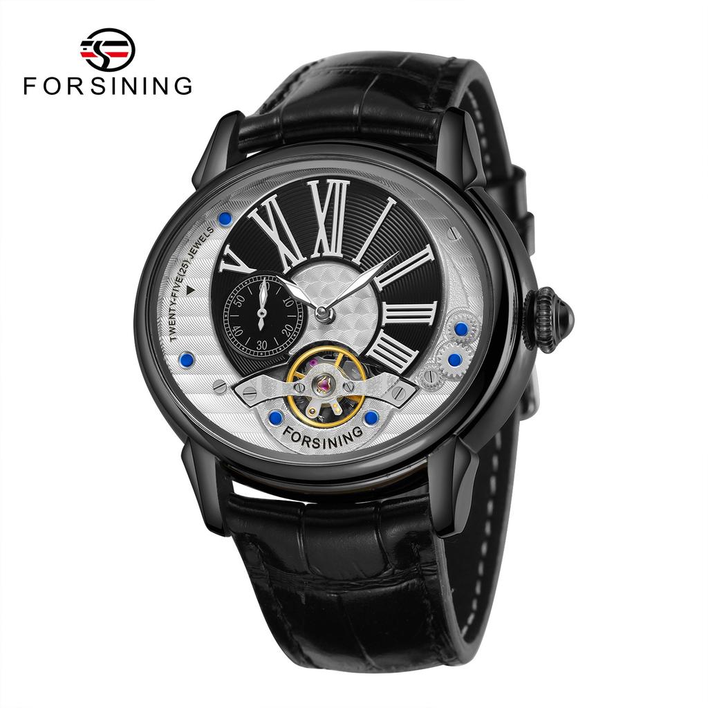 Forsining New Top Men's Watch Fashion Hollow Creative Dial Flywheel Automatic Mechanical Watch