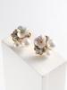 European American Crystal Shell Flower Pearl Stud Earrings