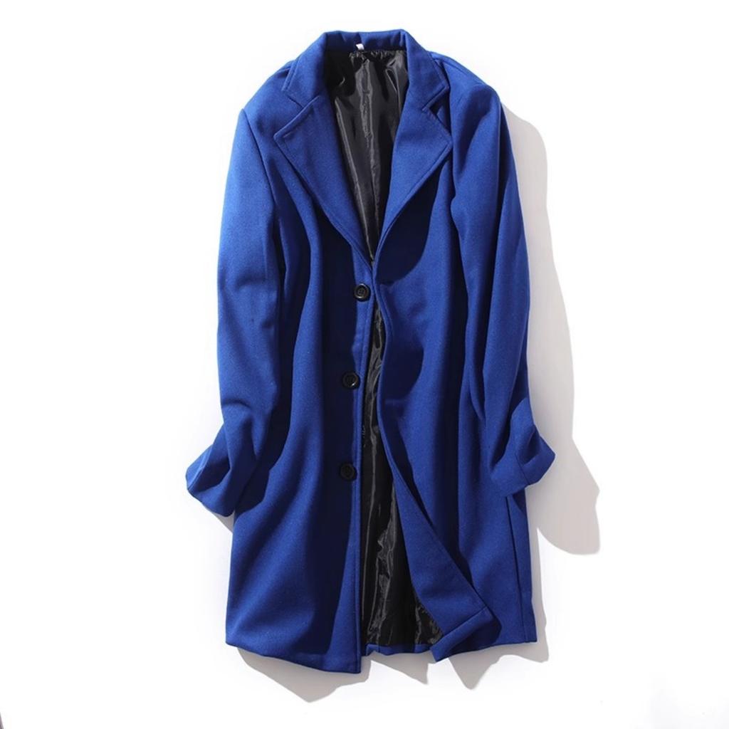 New Men's Solid Color Lapel Single-breasted Trench Coat, Casual European American Style Youth Windbreaker Outerwear, Multiple Colors In Stock