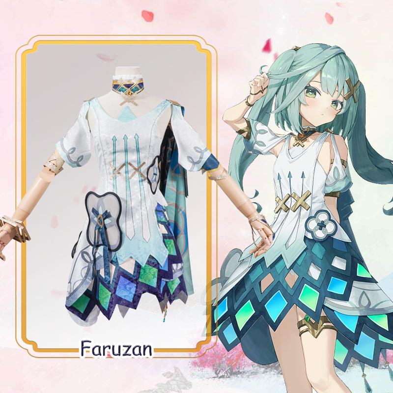 Faruzan Cosplay Costume   Uniform Wig Anime Chinese Style Halloween Costumes Game