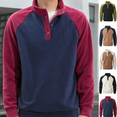 Men's Casual Sports Pullover Four Buttons Stand-up Collar Sweater Men's Moisture Wicking Comfortable Fit Skin-friendly Breathable Tops