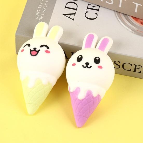 Bunny Ice Cream Squeeze Toy Stress Relief Ice Cream Cone Sensory Toy Home Office Worker Soft Stretchy Food Fidget Toy