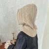2025 Winter Balaclava Hats for Women Unisex Knitted Hooded Caps Outdoor Warmer Drawstring Hat One-Piece Neck Collar Beanies Caps