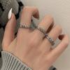 Women's Retro Silver Chinese Hanzi Openable Copper Coin Ring